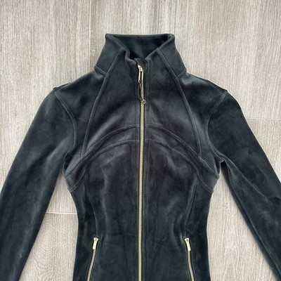 Lululemon Define Jacket Womens Velour Forest Green Velvet Gold Zip