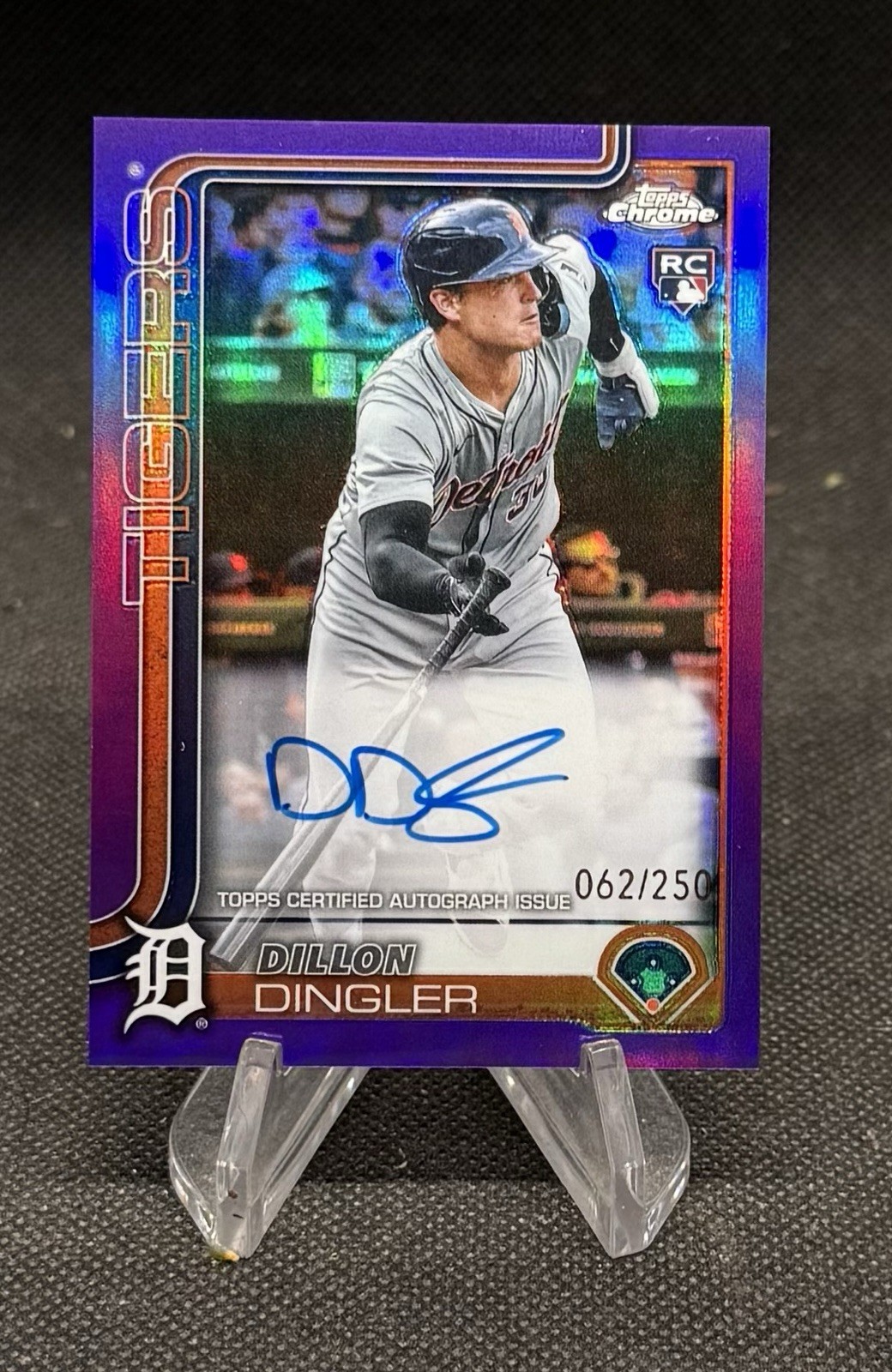 2025 Topps Chrome Baseball Dillon Dingler Rookie Auto /250 Purple Detroit Tigers