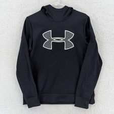 Under Armour Hoodie Mens Small Black ColdGear Big Logo Pullover Sweatshirt