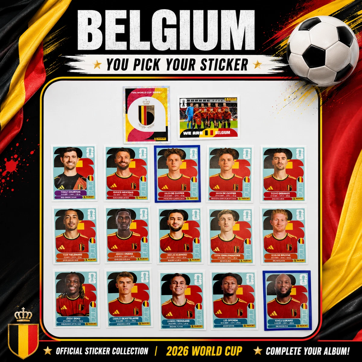 FIFA World Cup Soccer Belgium Original Sports Trading Cards