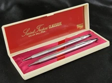 Vintage Cross Pen & Pencil Chrome Marvy Uchida Japan Saint Tropez Box