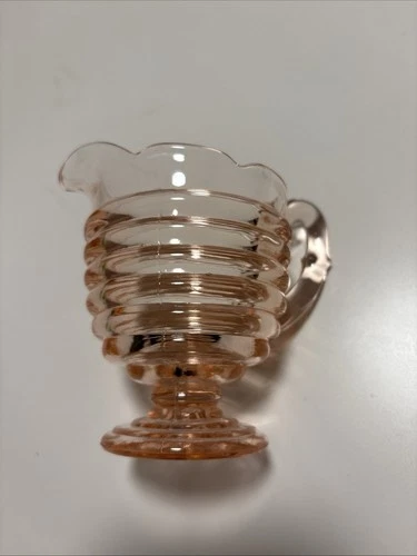 Vintage Anchor Hocking Scallop Manhattan Pink Depression Glass  Creamer 4x4”