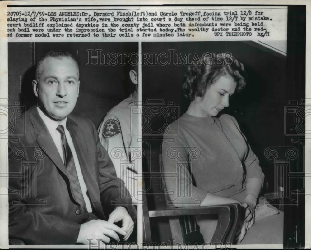 1959 Press Photo Bernard Finch and Carole Tregoff on Trial for His Wife's Murder