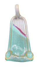 Handmade Studio Pottery Butter Sled, Majolica Teal to Purple Glaze, 7.5"