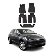 OMAC Floor Mats Liner for Tesla Model X 2016-2020 Black TPE All-Weather 5 Pcs