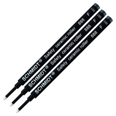 Schmidt 888 Black Fine Tip Rollerball Pen Ink Refill 3 Count Pack