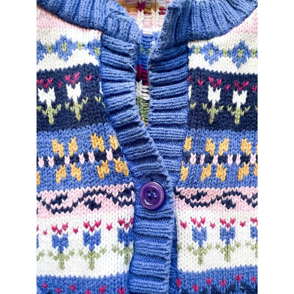 Cárdigan Suéter Gir'ls Vintage Carter's Algodón Tejido Fair Isle Primavera Talla 4T Foto 3 de 4