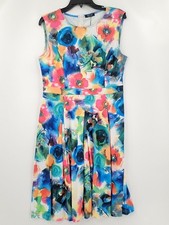 Angvns Womens Large Spring Sleeveless Floral Zip Back Above Knee Dress NWT