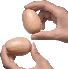 Wood Egg Shakers Set, Musical Percussion Instruments, Natural Finish 2 PCS 