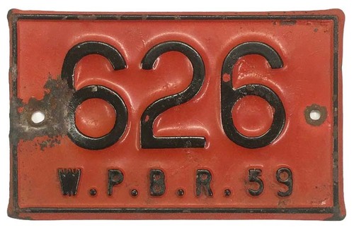 Rare Vintage Windber Pennsylvania 1959 Bicycle License Plate 626 Original Paint