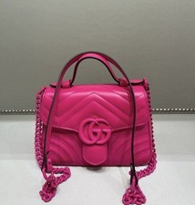 NM GUCCI GG Marmont collection mini top handle bag Handbag Shoulder Bag ALL Pink