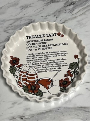 VTG Rare Ulsters Treacle Tart Flan Dish Made In Ireland Scalloped Recipe