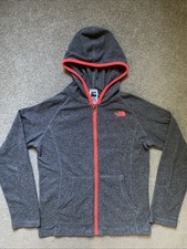Girls The North Face size L 14/16 Gray Zip Up Fleece Hoodie Sweatshirt