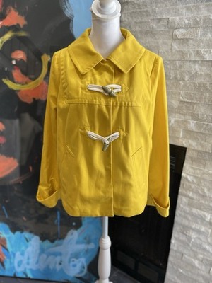 Gap Rain Yellow Boat Coat Jacket  Large Wood Toggle & Snap Closure Size XS