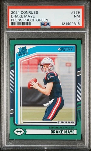 2024 Panini Donruss #379 Drake Maye Press Proof Green PSA 7