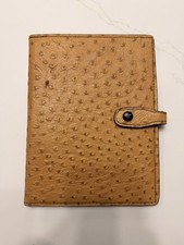 Vtg Maxine Robinson Genuine Ostrich Leather Agenda Planner Folio Cover 6x8 USA