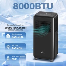 8,000 BTU Portable Air Conditioner for 345 sqft room, Timer, Black