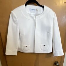 Calvin Klein White Blazer Suit Jacket Women  s Size 8 Collared Long Sleeve Pocket