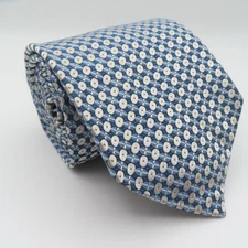 Ike Behar Tie Silk Blue Silver Polka Dot 3.75" Wide 58" Long USA