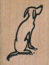 Dog Looking Away 1 x 1 1/4" Mounted Rubber Stamp, Dog Stamp, Dog Lover