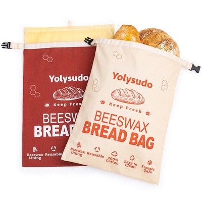 2-Pack Beeswax Bread Bags, Reusable Brown Bread Bags with Beeswax Lining for Hom