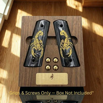 #ad 1911 Grips Full Size Black Pearl Scorpion Custom Gun Grip Colt Clones amp; Screws $36.66