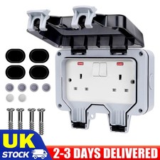 Waterproof Outdoor 13A 2Gang Storm Switched Socket Double IP66 Outside Use Box