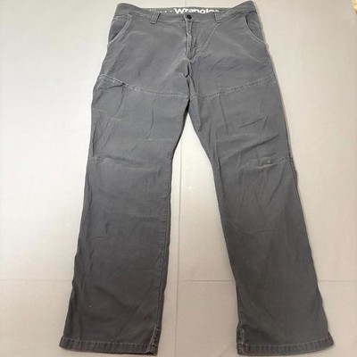 Wrangler ATG Canvas Pants Mens 36x32 Gray Canvas Slim 5 Pocket Straight Fit