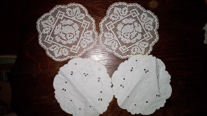 Four Vintage Doilies Two Eyelet, Two Lace #1986