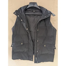 Talbots Woman 1X Black Down Puffer Vest with Hood, Outerwear, Sleeveless Jacket