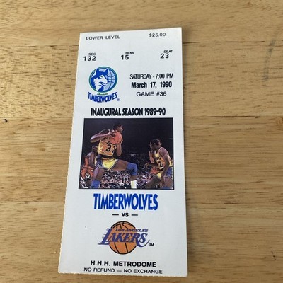 1989 Minnesota Timberwolves Debut Season Vs Los Angeles Lakers Ticket 3 ...