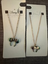 New Disney Parks Iridescent Minnie Mouse Ears Mother /Daughter Necklace Set