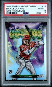 2024 TOPPS CHROME COSMIC INTO THE COSMOS #21 ELLY DE LA CRUZ ROOKIE RC PSA 8