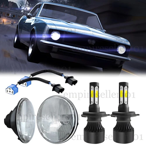 Pair 7" Round LED Headlights Hi/Lo Fit Chevy Truck 1947 1948 1949 1950 1951-57 - Picture 1 of 16