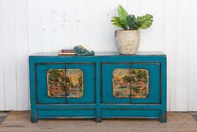 Long Azure Blue Chinese Sideboard