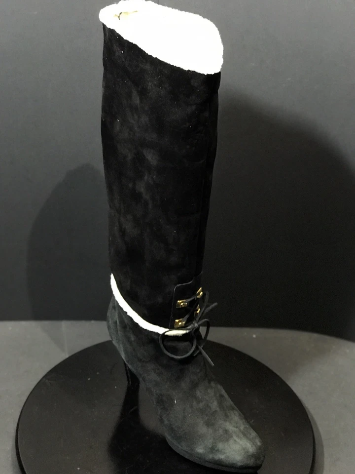 New Sergio Rossi Tall Suede Women's Black Boots Size US 9.5/ EU 41 Made in Spain - Image 2 of 4