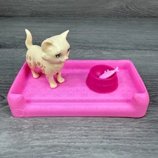 Barbie Lot of 4 Mattel Play N Wash Pets BUNNY Bowl Carrot Bed Toy Opened Unused