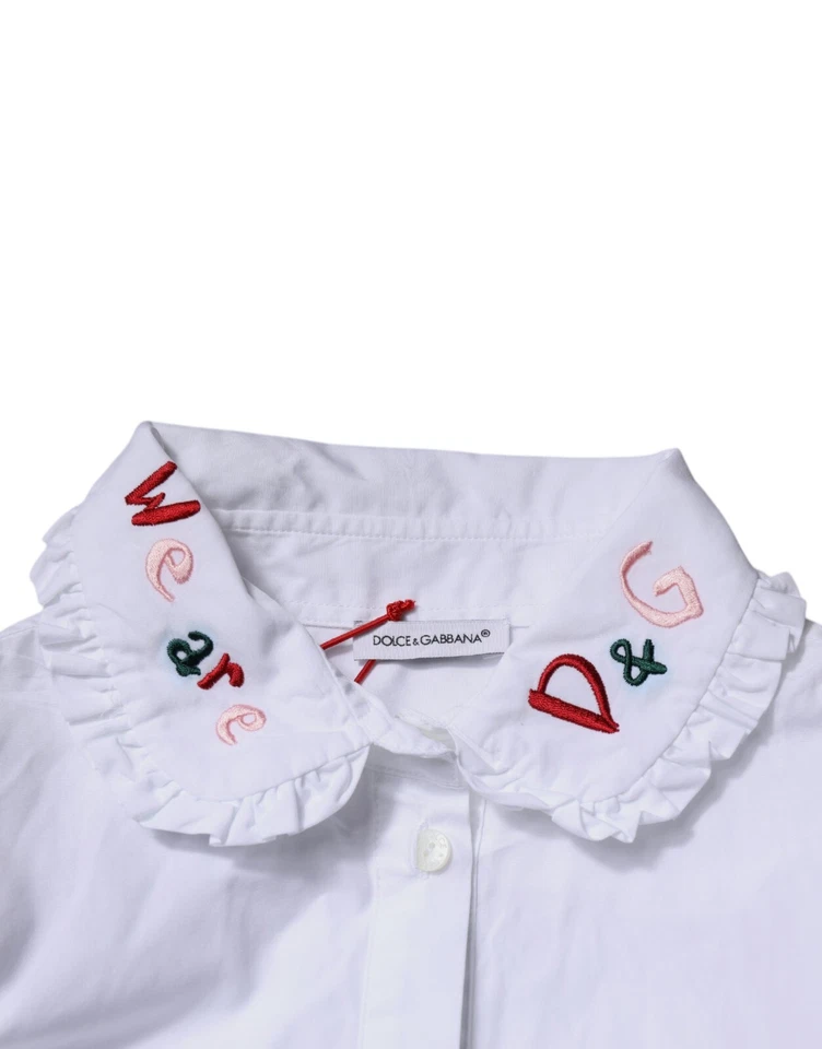 DOLCE & GABBANA Kids White Cotton Dress Shirt Long Sleeves s. Tag 8 Years 420usd - Image 3 of 4