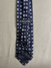 BROOKS BROTHERS Men's Silk Necktie Made In USA Designer Blue Geometric
