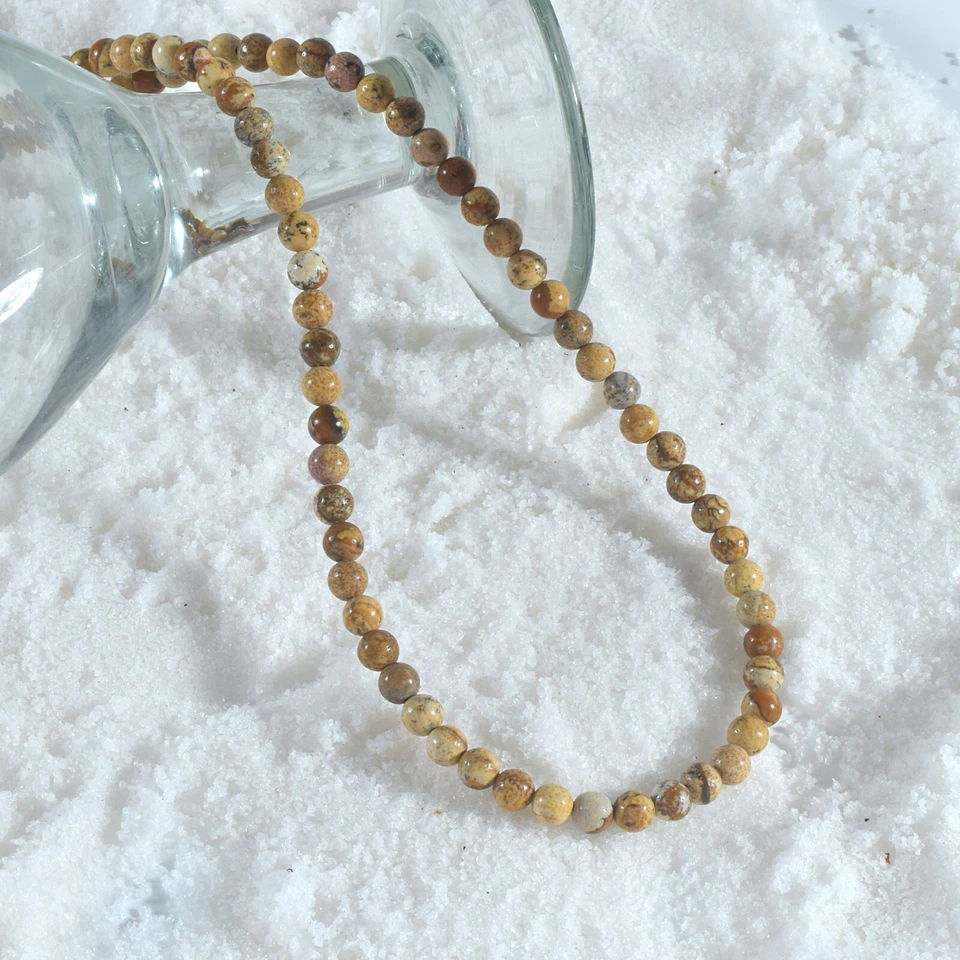 Fatto a Mano Naturale Immagine Diaspro 4mm Rotondo Perline Catenina 18 " Filo - Immagine 4 di 4