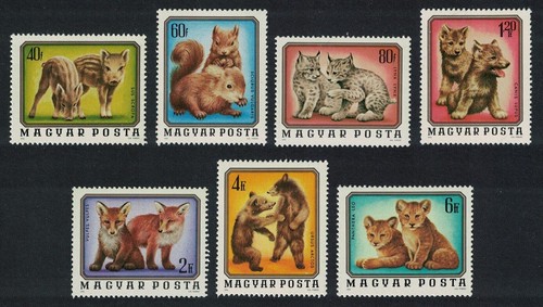 SALE Hungary Boar Squirrel Lynx Wolf Fox Bear Lion Cubs Young Animals 7v