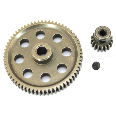 Spca*:・'°☆品 HSP 11184 11119 Diff Metal Spur Gear 64T & Pinion 17T for Redcat
