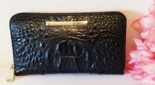 BRAHMIN SURI BLACK MELBOURNE GENUINE LEATHER ZIP AROUND WALLET