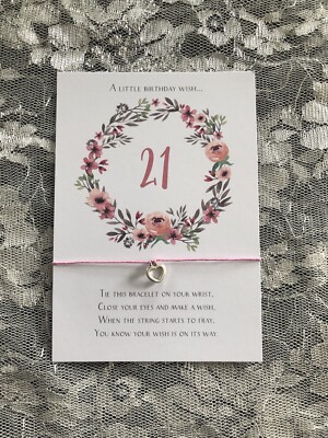21st Birthday Wish Bracelet Gift Heart Charm Bracelet UK