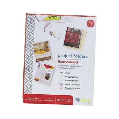 C-Line Project Folders, Clear Finish, 8-1/2 x 11 Inches, 35 per Box (62627) 