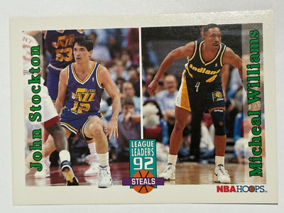 1992 NBA Hoops #324 John Stockton Utah Jazz Leaders Michael 
