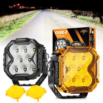AUXBEAM 4''inch 180W LED Work Lights Pods White Yellow Strobe Fog Turn Signal ATV