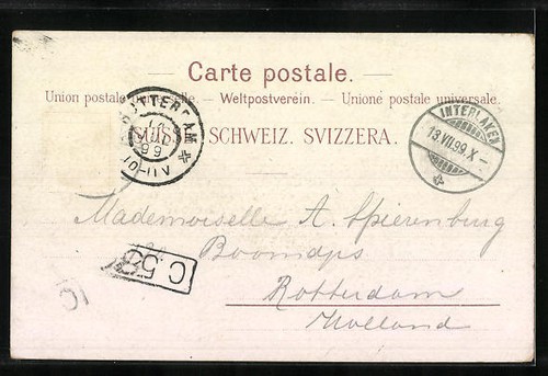 Lithographie Interlaken, Grand Hotel Jungfrau 1899 - Bild 2 von 2