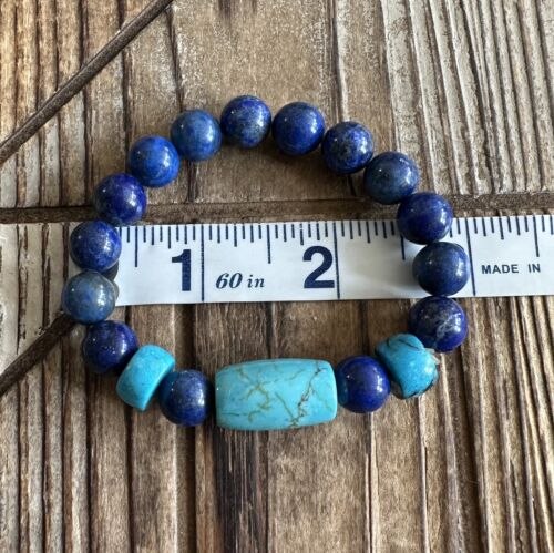 Jay King Mine Finds Lapis and Turquoise Stretch Bracelet, New - Picture 4 of 5