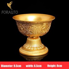 3.7" Silver Engraving Copper Drinking Bowl Auspicious Tibetan Holy Water Cup